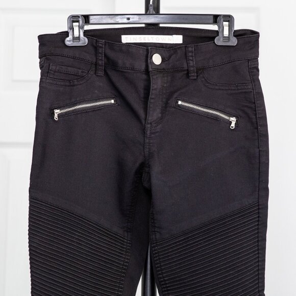 Black Moto Pants with Zipper Details - Picture 2 of 10